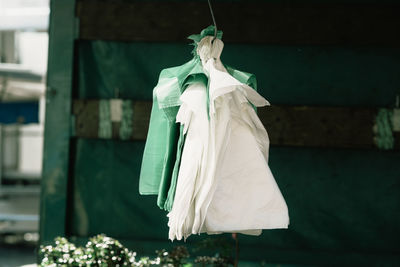 Close-up of plastic bags in a shop