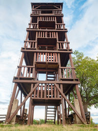 Twelve metres high view tower kravi hora, cow mountain. view platform above boretice village.