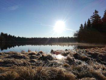 Scenic view of lake against sky