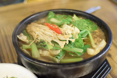Close-up of soup in bowl