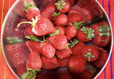 Close-up of strawberries in bowl