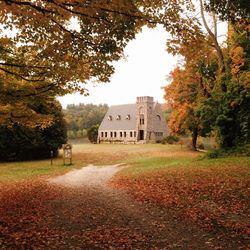 View of footpath in autumn