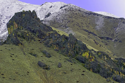 Scenic view of rocky mountains against sky