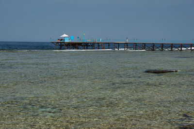 Scenic view of sea against clear sky