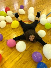 High angle view of balloons on floor