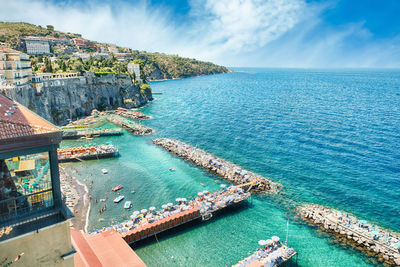 High angle view of sea against sky