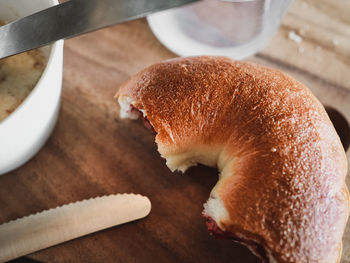 Close-up of donut on table