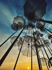 Low angle view of silhouette plants against sky at sunset