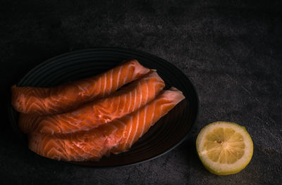 High angle view of fish in container