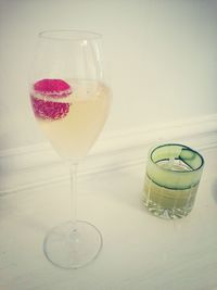 Close-up of wine glass on table