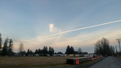 Panoramic view of vapor trail against sky