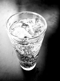 Close-up of beer in glass on table