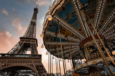 Low angle view of eiffel tower