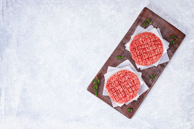 High angle view of fruits on table