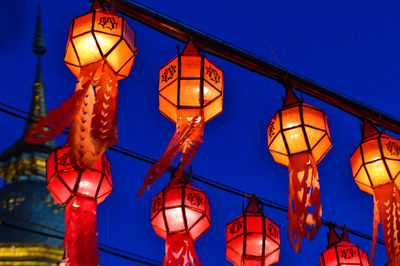 Colorful lamps lights in the temple.