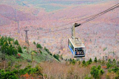 Overhead cable car in mountains