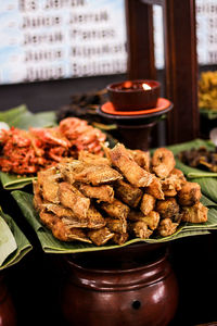 Close-up of meat in plate on table