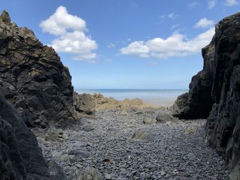 Scenic view of beach against sky