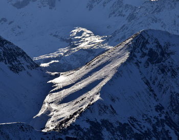 Scenic view of snow covered mountains against sky