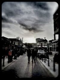 People walking on city street