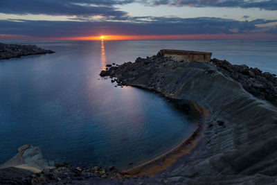 Scenic view of sea against sky at sunset