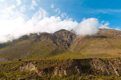 Scenic view of volcanic landscape against sky