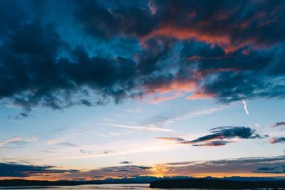 Scenic view of dramatic sky during sunset
