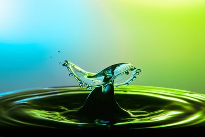 Close-up of drop splashing water