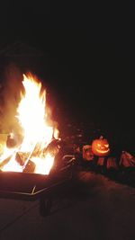 Bonfire burning at night