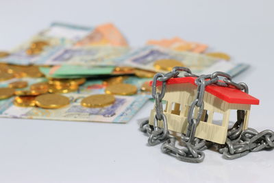 Close-up of toys on table