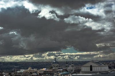 Storm clouds over city