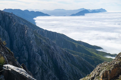 View of mountain ridges and sea of clouds