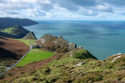 View from hollerday hill of the valley of the rocks in exmoor national park