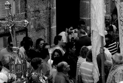 Group of people in front of building
