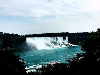 Scenic view of waterfall