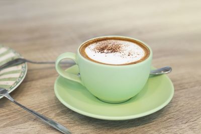 Close-up of coffee on table