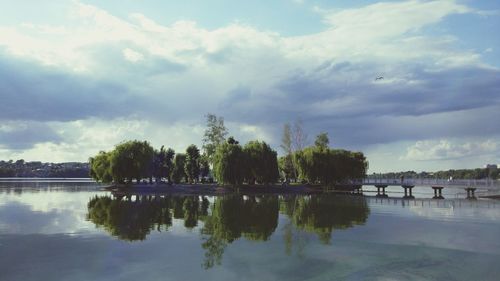 Scenic view of lake against sky