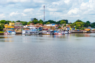 Colourful little town on the banks of the amazon river, pará state, brazil