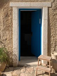 Closed door of building