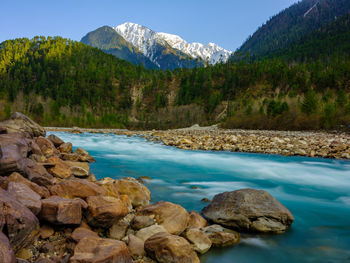 Scenic view of lake and mountains