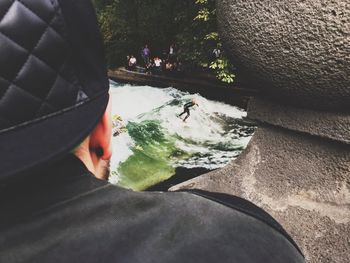 View of people in the sea