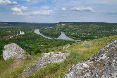 Scenic view of land against sky