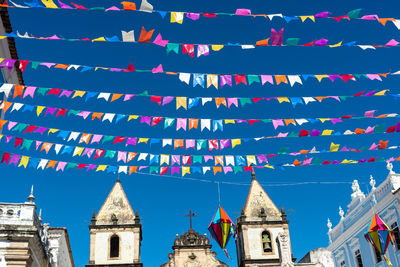 View of pelourinho completely decorated for the sao joao festival in june.