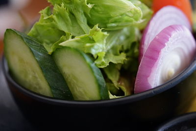 Close-up of chopped vegetables in bowl