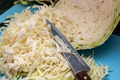 High angle view of rice in bowl