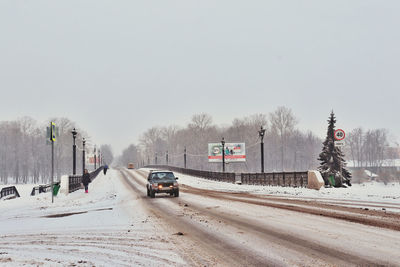 Cars on road in winter