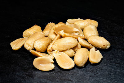 Close-up of cookies against black background