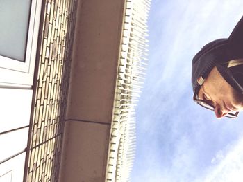 Low angle view of modern building against sky