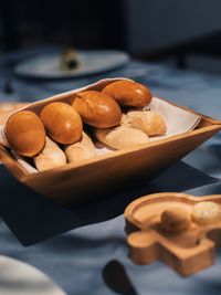 High angle view of bread on table