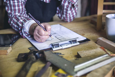 Man working on table